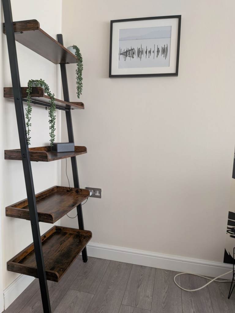 Stylish Ladder Bookshelf with 5 Shelves – Brown and Black