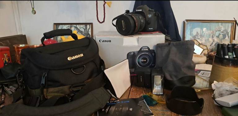 Canon 5D mk 3 low shutter count with 24-105 lens, bag + extras