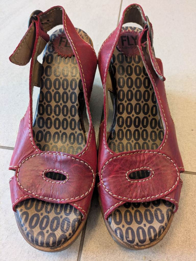 Fly London wedge sling back sandals size 40