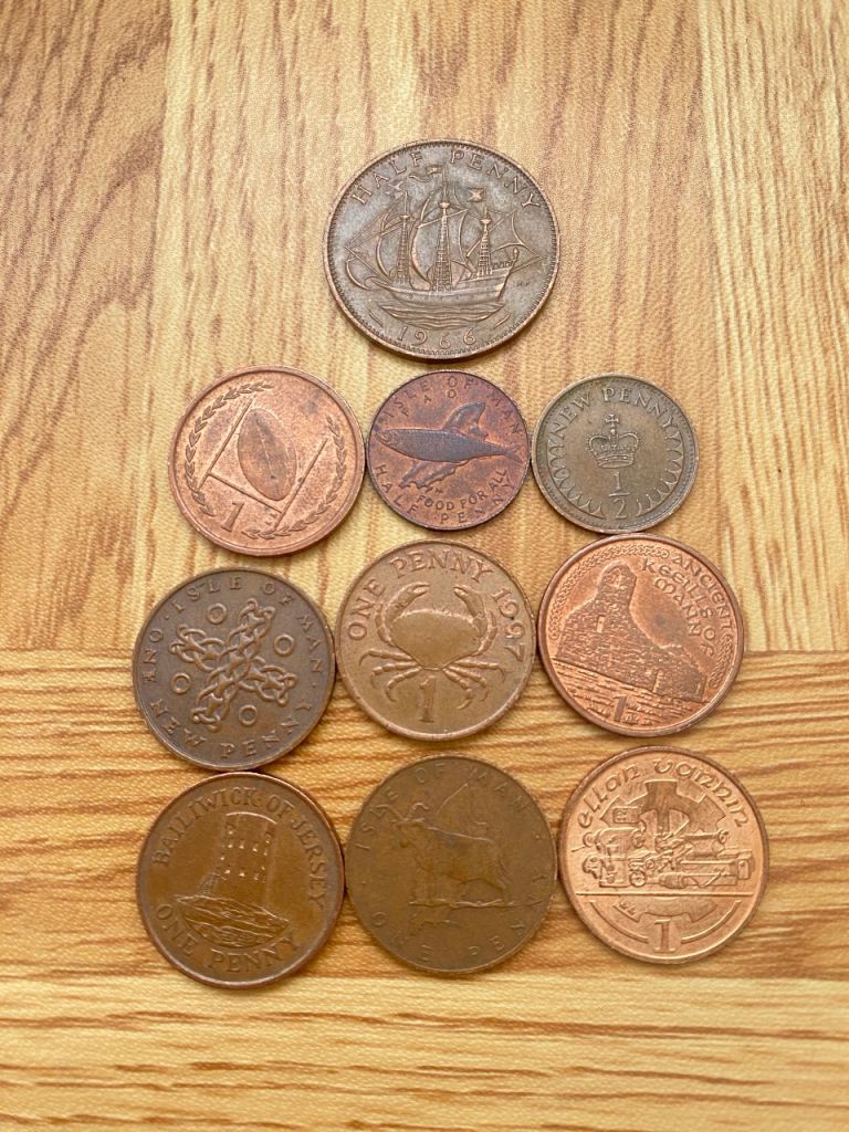 1p & half penny coins .