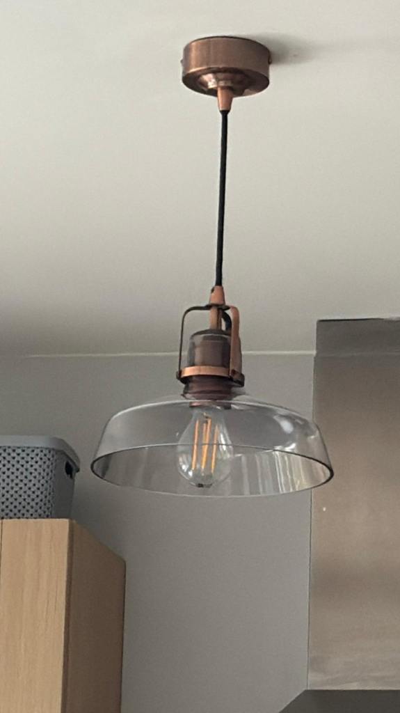 Industrial Glass & Copper pendant light