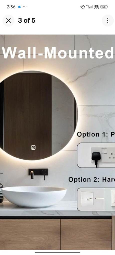 Led light Bathroom Bedroom Vanity bedroom hallway Smoke free Home /Decor 