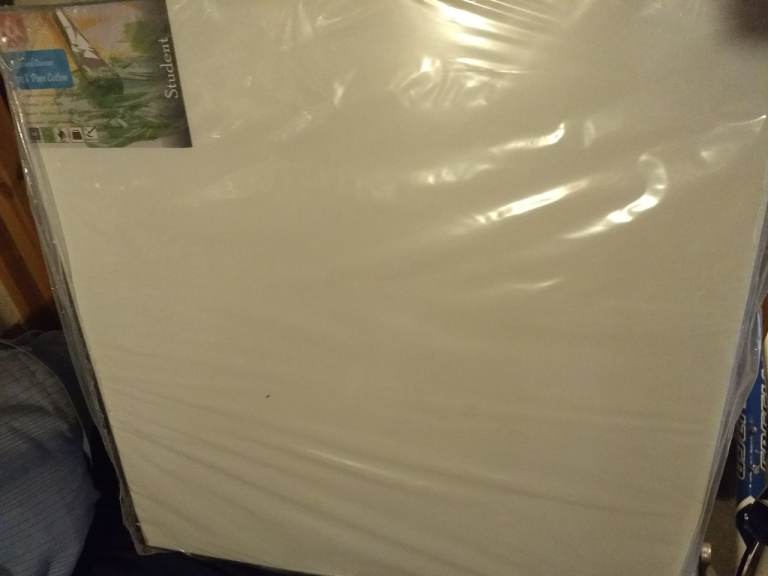 image for Stretched white canvas pure cotton. NEW (60x60cm)