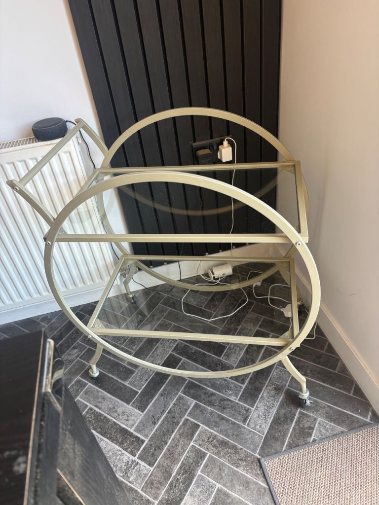Gold Metal Drinks Trolley / Bar Cart, Good Condition