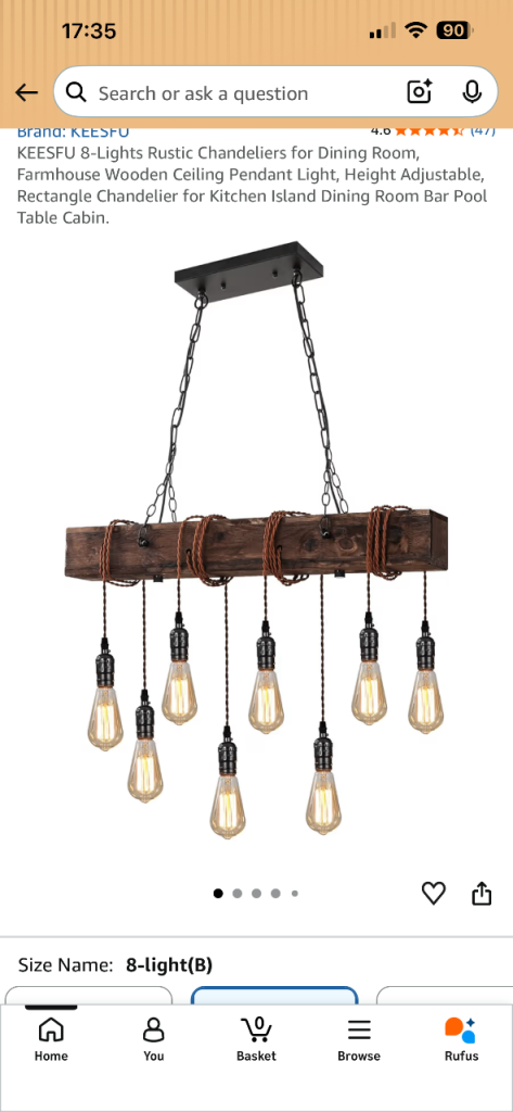 New Rustic Wooden Chandelier – 8-Light Industrial Pendant Light