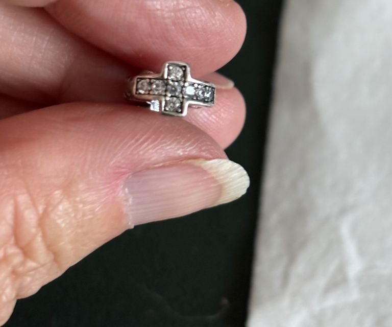 Silver Cross Charm with Sparkle Detail