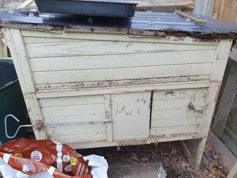 FREE old chicken coop + 8 wired run frames for ducks, rabbits, etc.