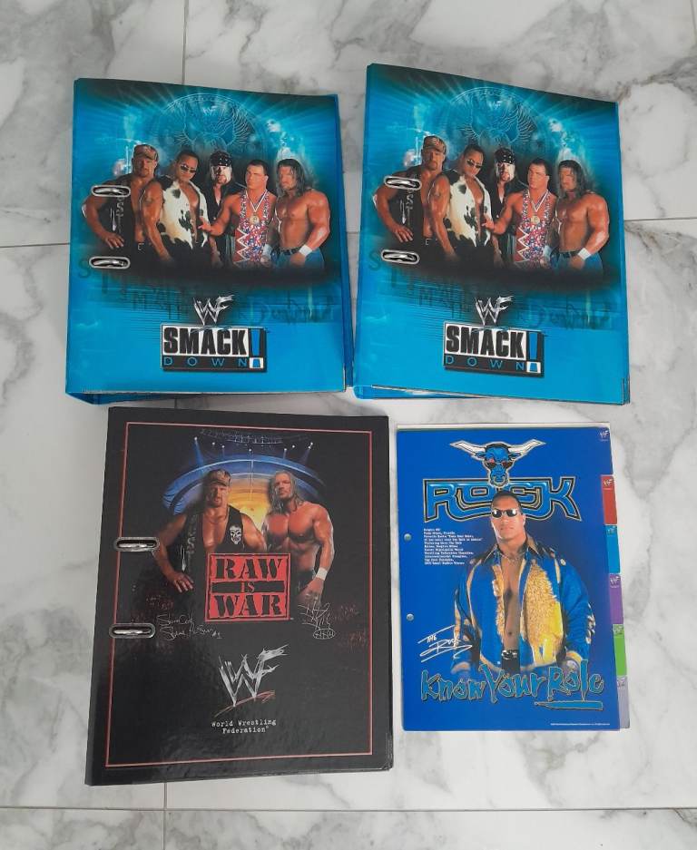 WWF Wrestling 3 Large Metal Arch lever Binder Folders & Dividers 