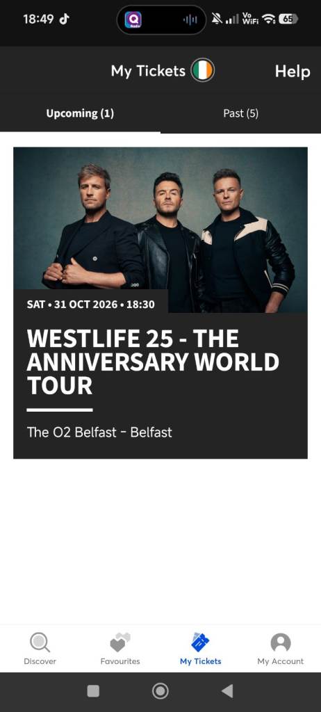 X2 standing tickets for Westlife 