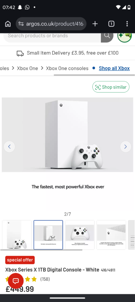 Xbox series x white 1TB 