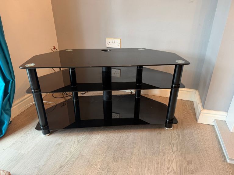 Black Glass TV Stand 