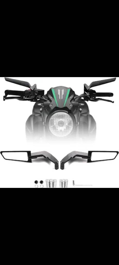 Motorcycle Stealth Wing Mirrors 360° Adjustable 10mm Fitment For Z1000 Z900 Z800