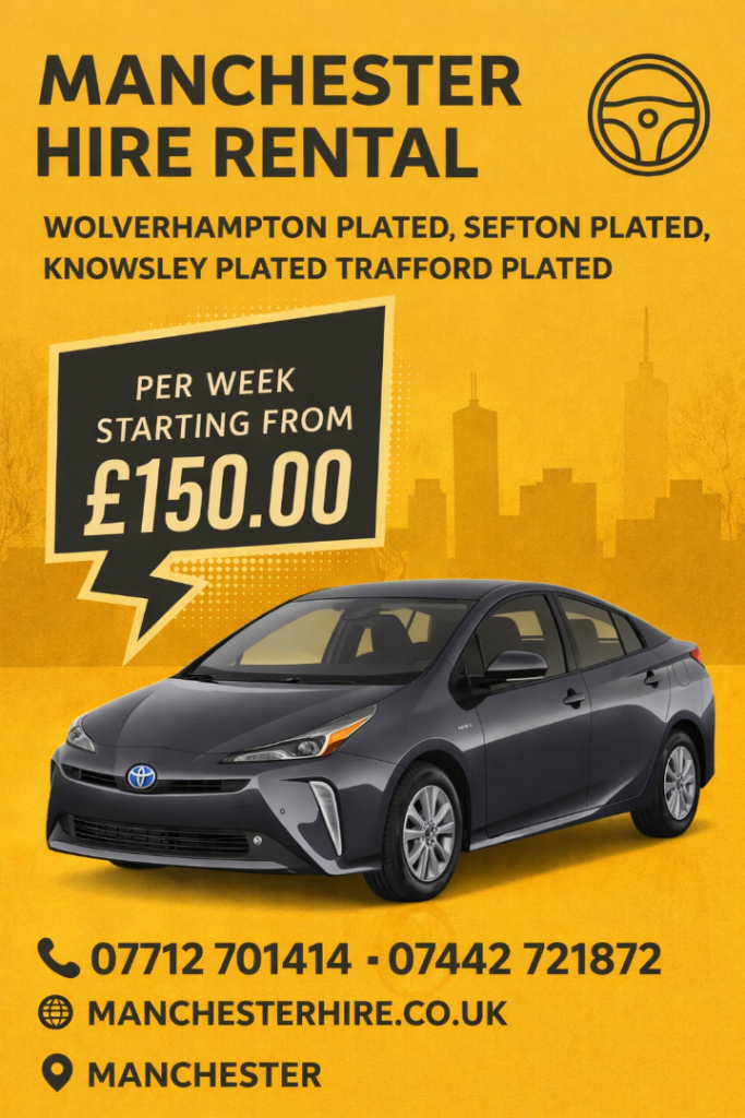 TOYOTA PRIUS TAXI RENTAL KNOWSLEY, SEFTON, WOLVERHAMPTON and Knowsley PLATE PRIVATE HIRE VEHICLE 