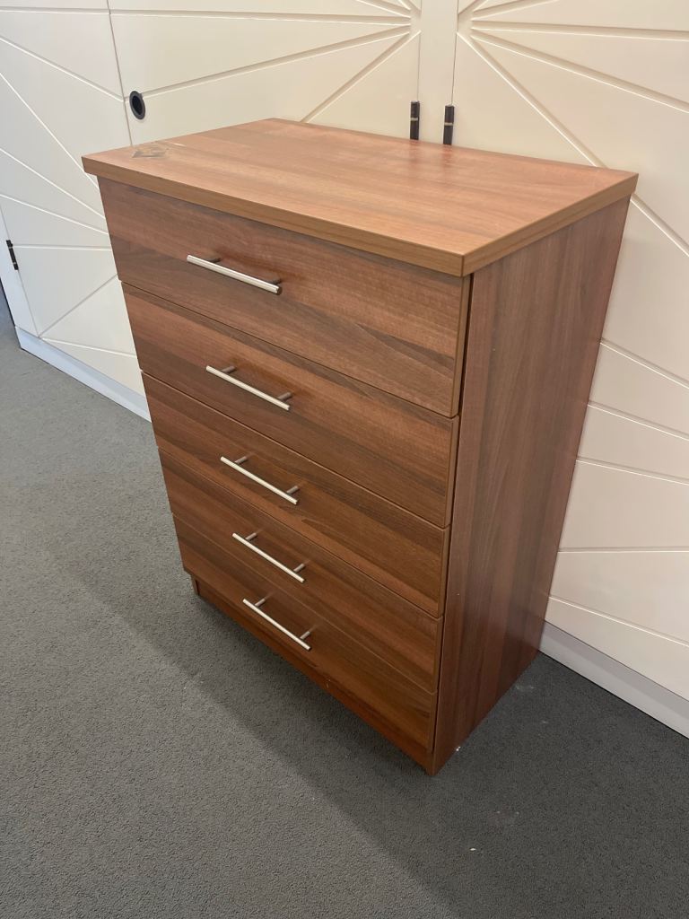 FREE DELIVERY PHNX Furniture Walnut 5 Drawer Chest, in good conditon.