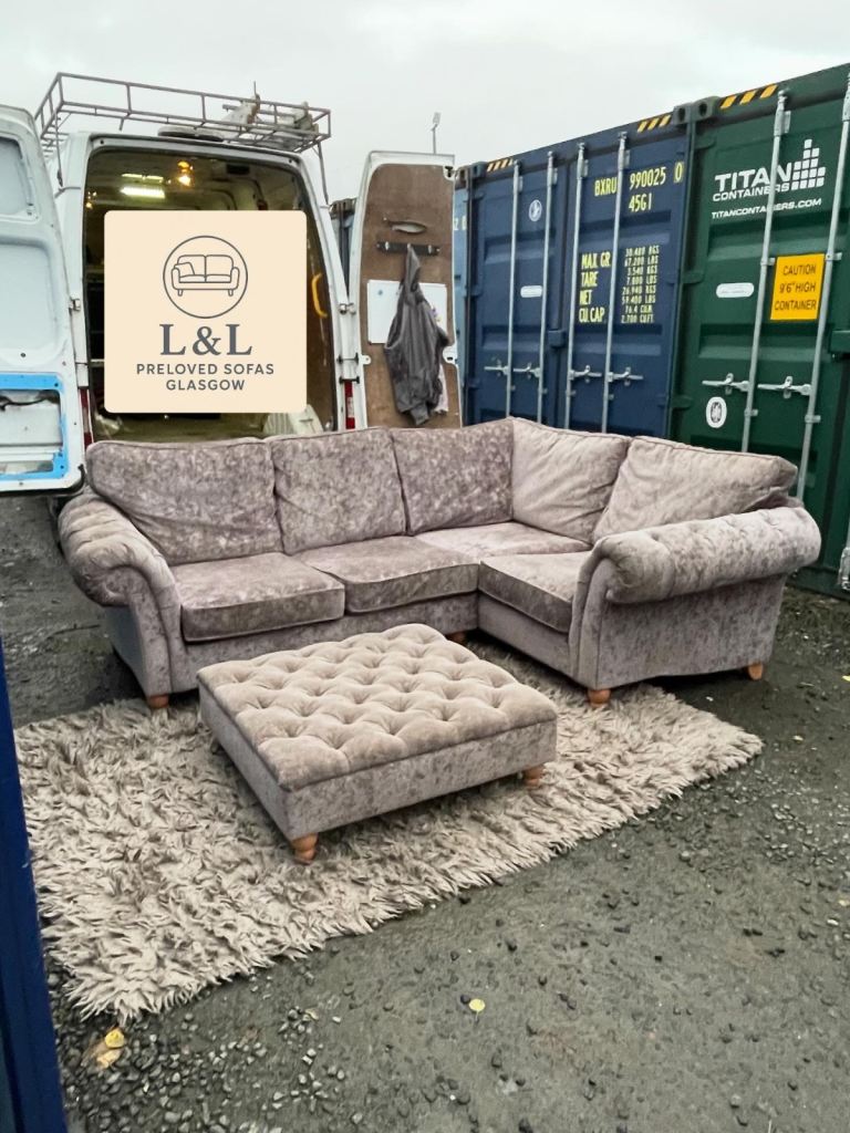 Next Grey L shape corner sofa / couch and storage pouffe 🚚 DELIVERY AVAILABLE 🚚