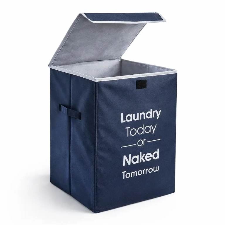 Vekkera 68L Foldable Laundry Basket – Non-Woven Fabric Clothes Storage Bin (Blue)
