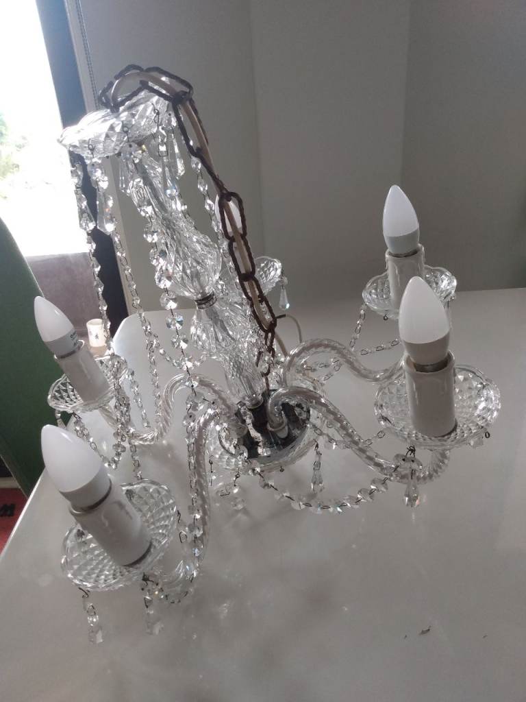 Pretty , Clear Glass Chandelier 