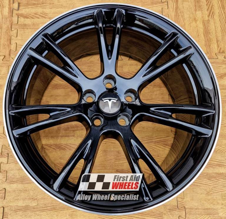 R615DCB Swap TESLA MODEL Y 4x 19'' GENUINE GEMINI BLACK DIAMOND CUT RIM ALLOY WHEELS