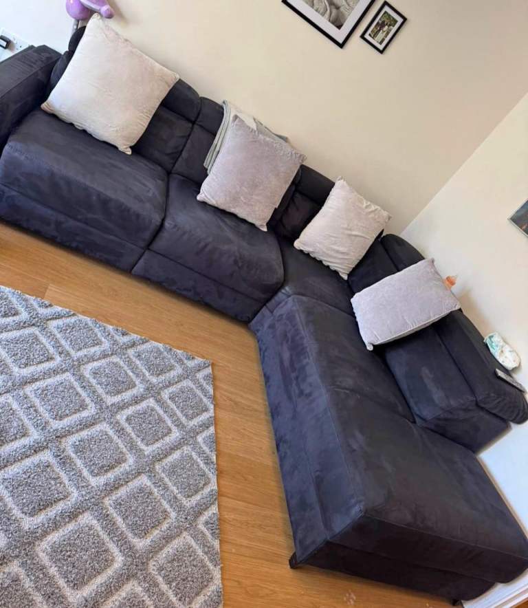 Large DFS Wander Style Power Reclining Corner Sofa - Grey Velvet