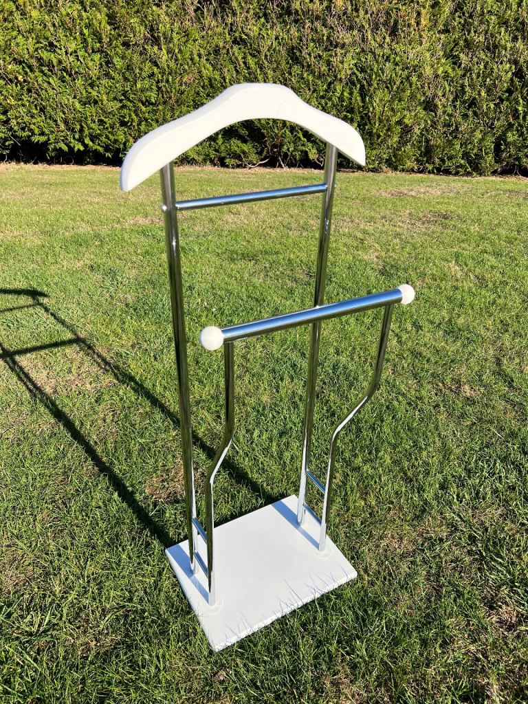 HAKU Möbel Men'S Valet Chrome, White, Mdf, Metal cloths stand