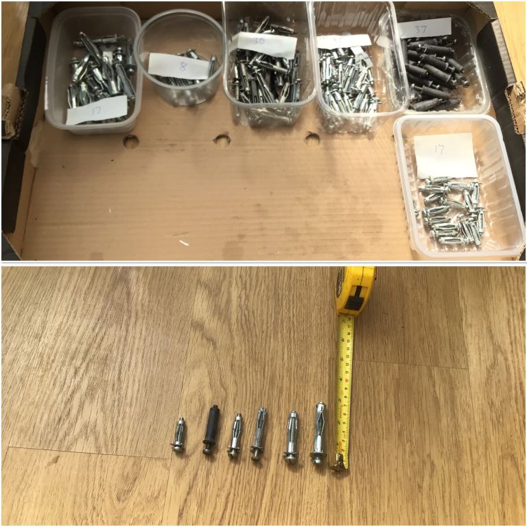 Job Lot Hollow Wall Anchors  150 in Total Please see sizes on Photos   £8 for all 
