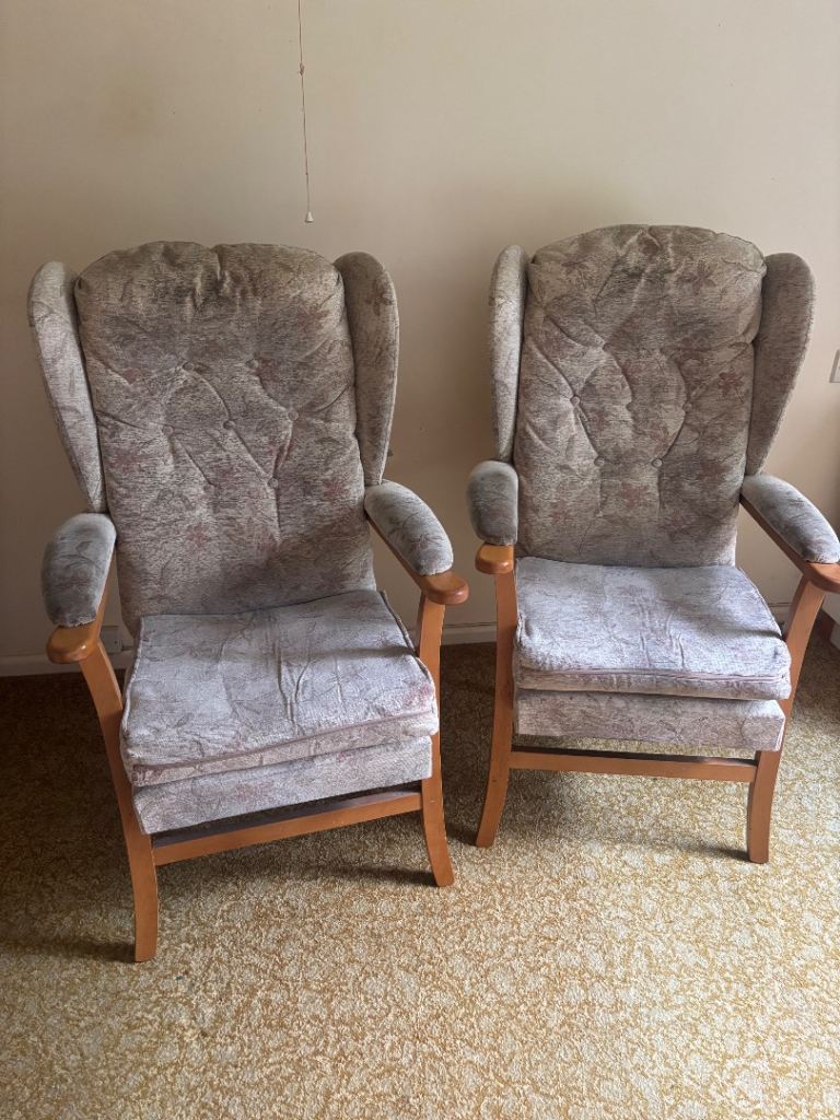 2 wingback armchairs 
