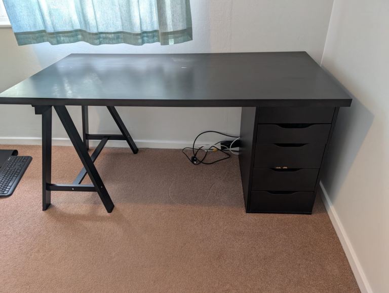 Large Black Desk with Drawer Unit – 150cm – £20 ONO