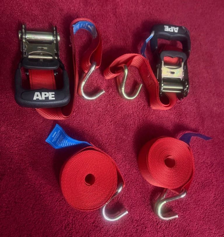 Ratchet 650kg J Hook Tie Down - 6m x 38mm - 2 Pack 