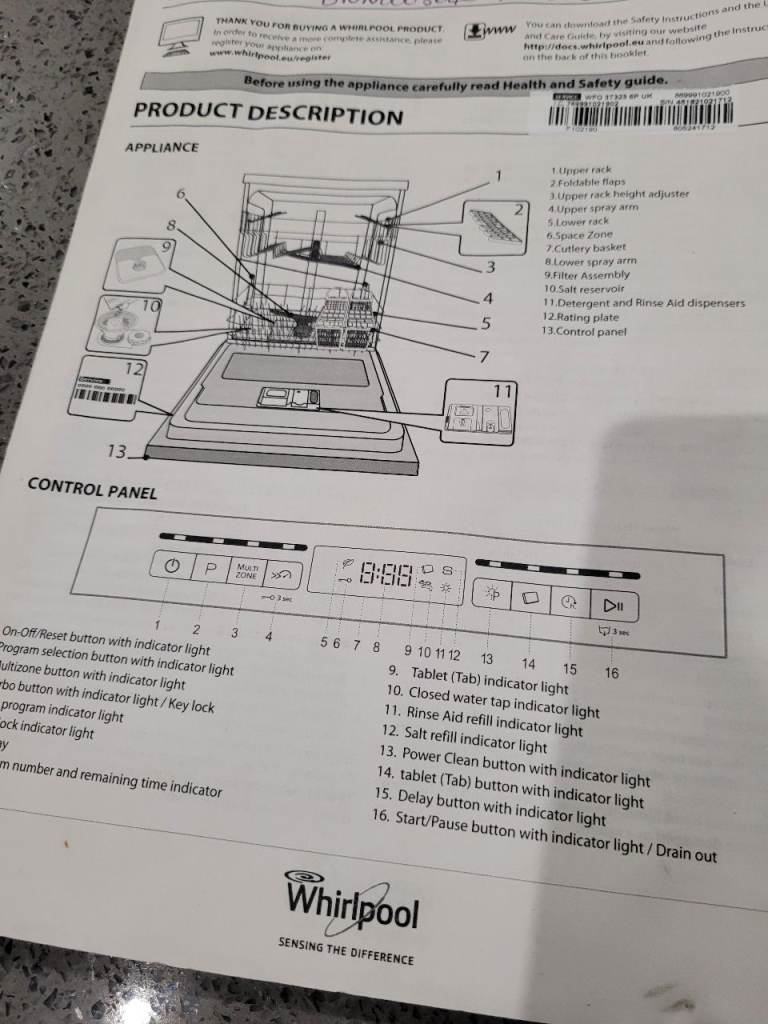 Whirlpool dishwasher for sale