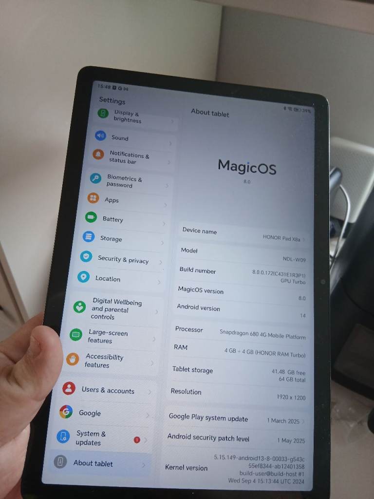 Honor pad x8a