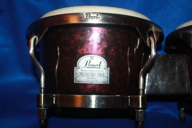 Pearl Primero Pro Fibreglass Bongos 7in + 8.1/2in Wine Red Marble Finish ~ £80 ono