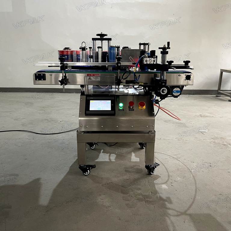 VK-TL-RP Automatic Tabletop Juice Plastic Round Bottle Double Sides Labeling Machine