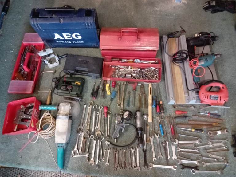 Large Job Lot of Hand and Power Tools with Storage Boxes