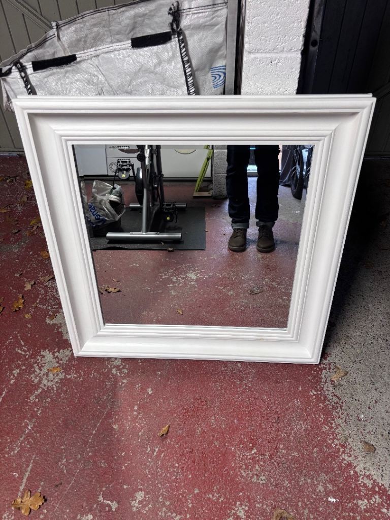 Laura Ashley White Wooden Mirror 90cm x 90cm