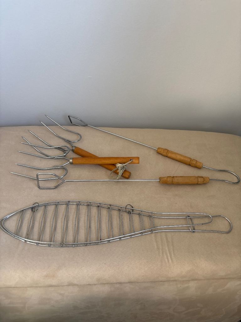 BBQ Grilling Utensils - Forks and Fish Basket