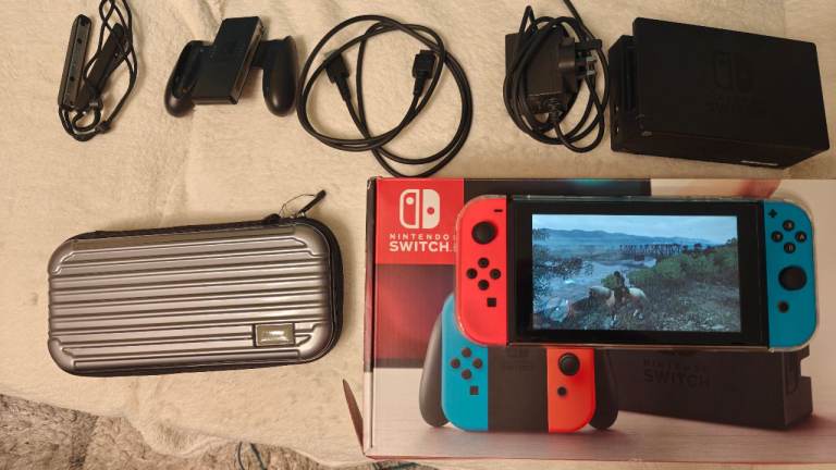 Nintendo Switch V1 Console with New Joy-Cons & Case
