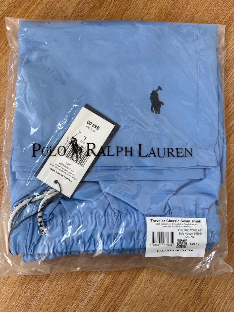 Polo Ralph Lauren Traveler Classic Swim Shorts Light Blue Size L BNWT