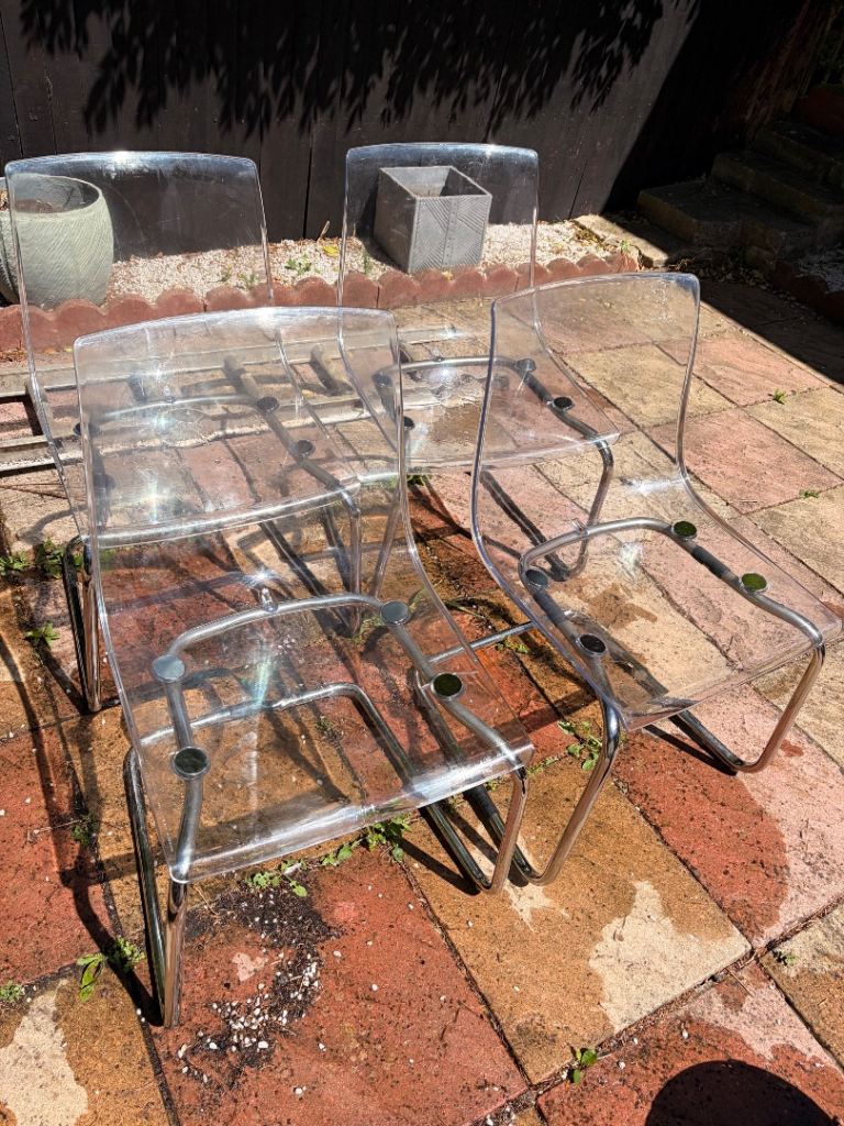 4 IKEA TOBIAS CHAIRS TRANSPARENT