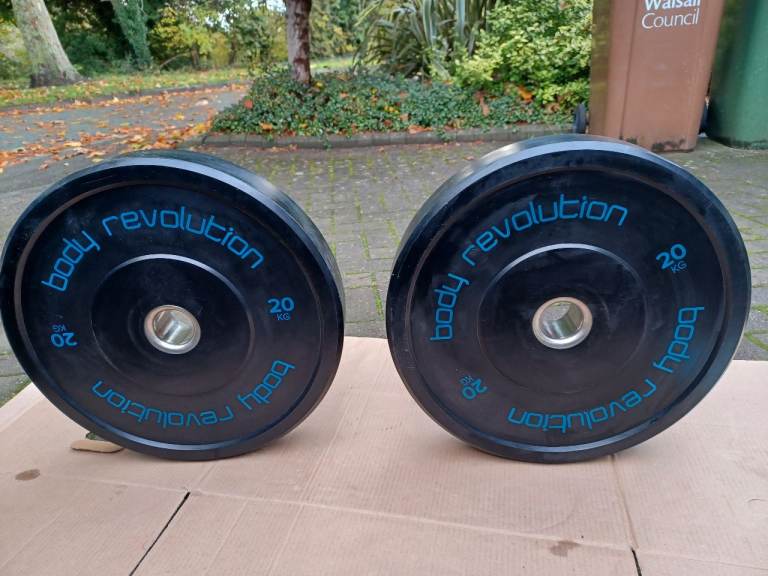 2 x 20KG OLYMPIC BUMPER WEIGHTS PLATES SET - 2 Inch Holes
