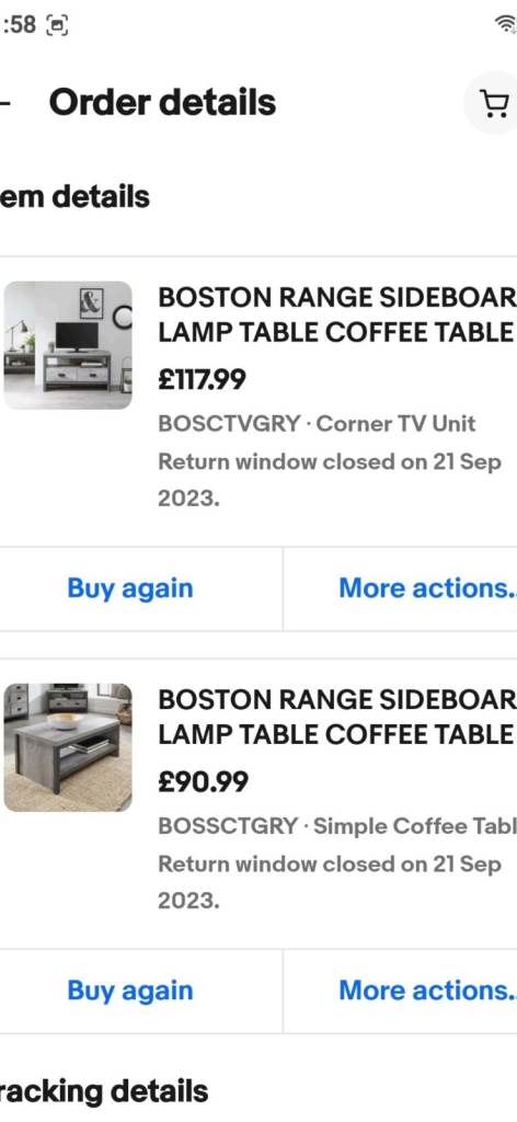 Coffee table and matching corner tv unit