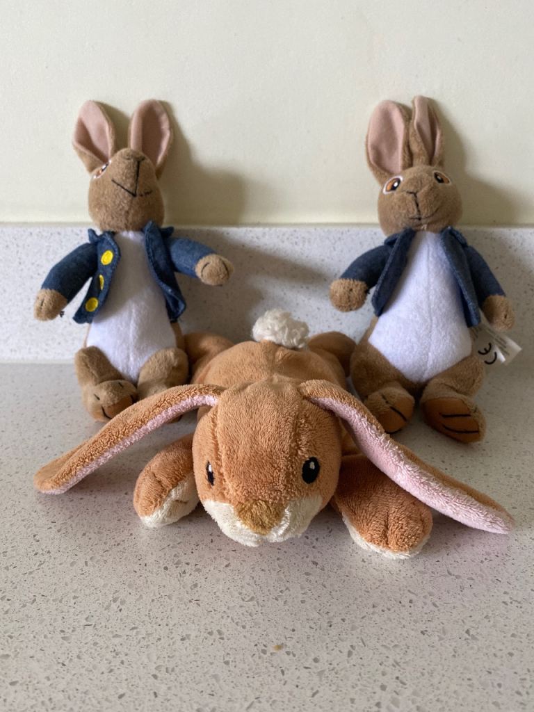 3x rabbit soft toys 