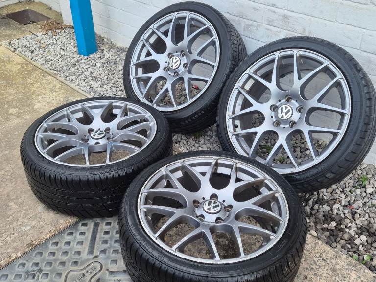 🌟Vw 18 inch Y spoke Alloy Wheels 5x112 with MATCHING TYRES 7M++ GOLF PASSAT CADDY AUDI SKODA SEAT