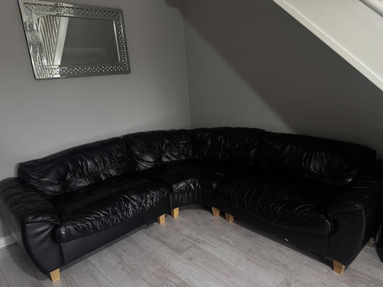 Black leather sofas 3piece