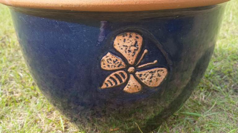 Dark blue terracotta plant pot
