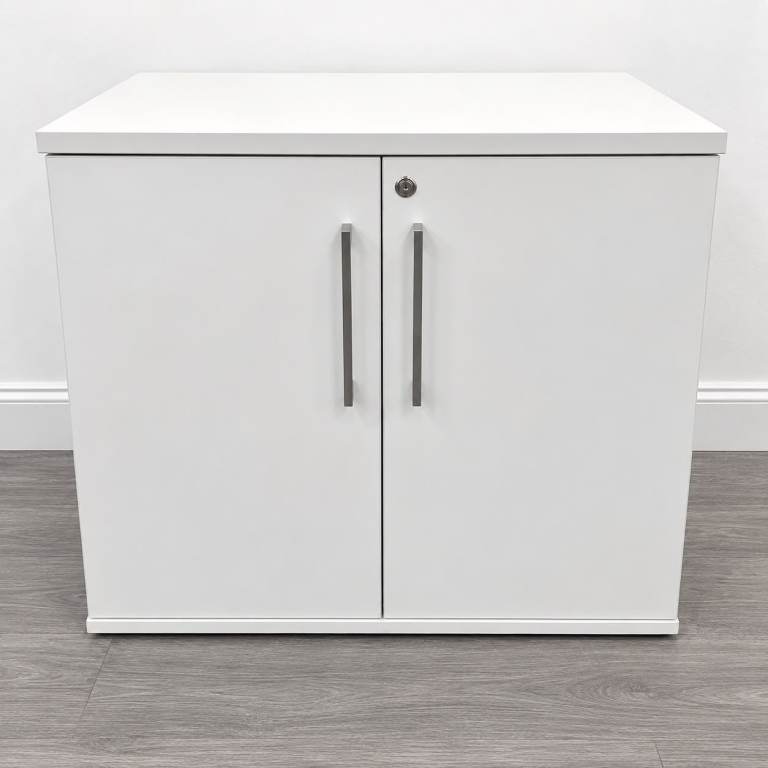 Desk-Height Office Cupboard – White/Grey, Good Condition