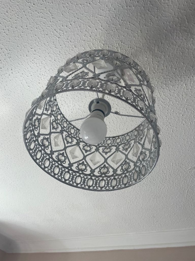 Decorative Grey Metal & Crystal Style Ceiling Light Shade