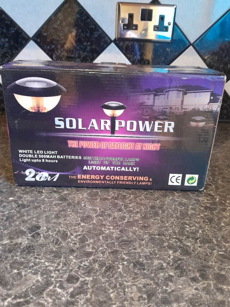 White LED garden solar power lights pack of 2 lasts for 8 hours