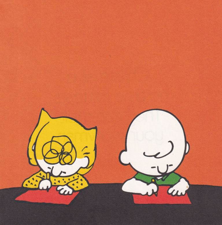 60. A Rare Original Print of CHARLIE BROWN AND SALLY BROWN WRITING - SNOOPY / PEANUTS