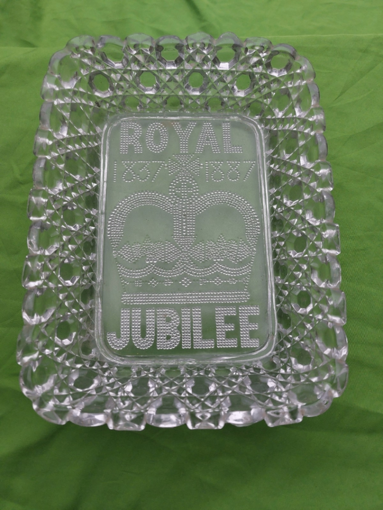 Victorian Victoria Royal Golden Jubilee Glass Dish 1887 