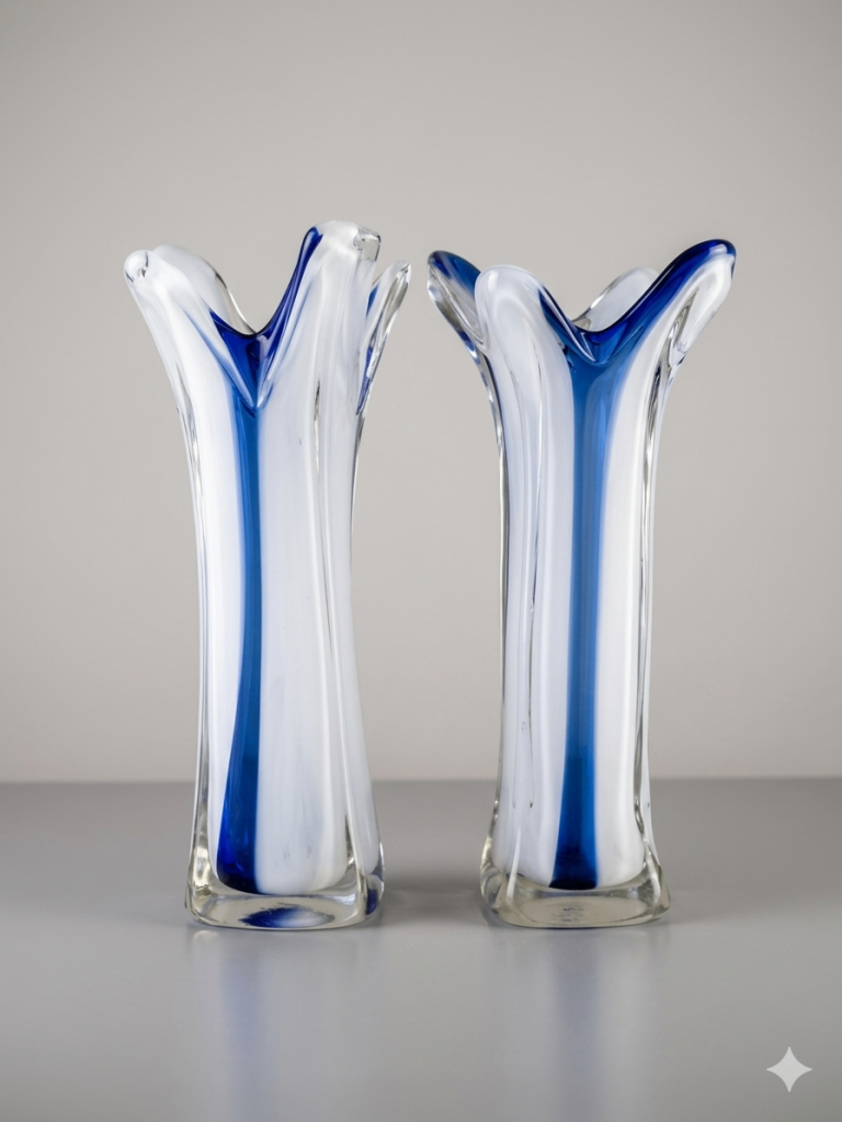 Pair of heavy art glass Vases